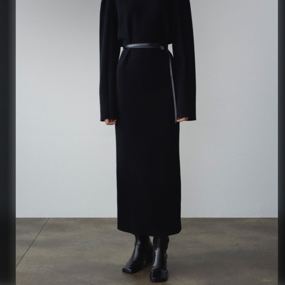 The Row Black Midi Belted Turtleneck Dress - Picture 7 of 16